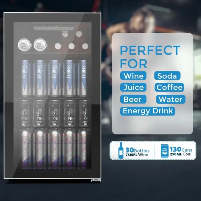 Premium 91 L drinks fridge with ambient LED lighting — image 3